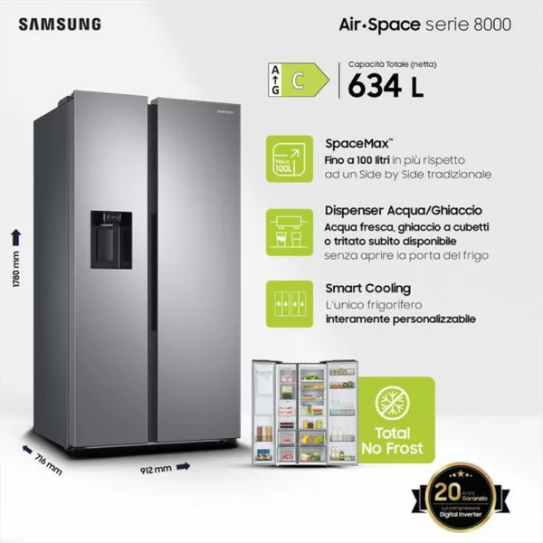 212015413_3.jpg SAMSUNG - Frigorifero side by side RS68A854CSL/EF Classe C-EZ Clean Steel