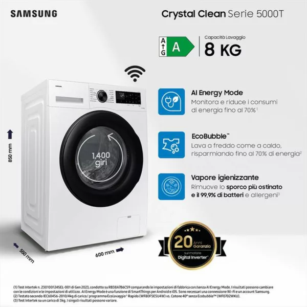 232009656_3.jpg SAMSUNG - Lavatrice WW80CGC04DAEET 8 Kg Classe A-bianco