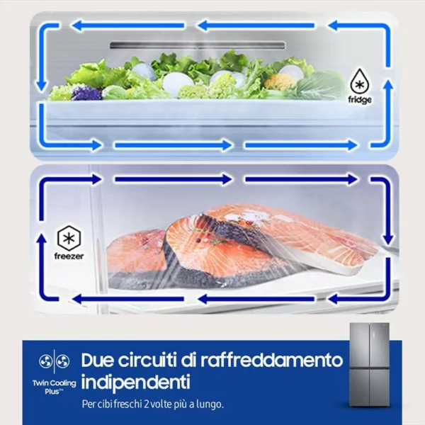 SAMSUNG - Frigorifero 4 porte RF48A400EM9/EF Classe E 488 lt-INOX