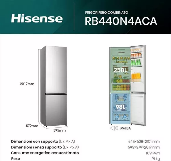 232012335_3.jpg HISENSE - Frigorifero combinato RB440N4ACA Classe A 336 lt-Inox