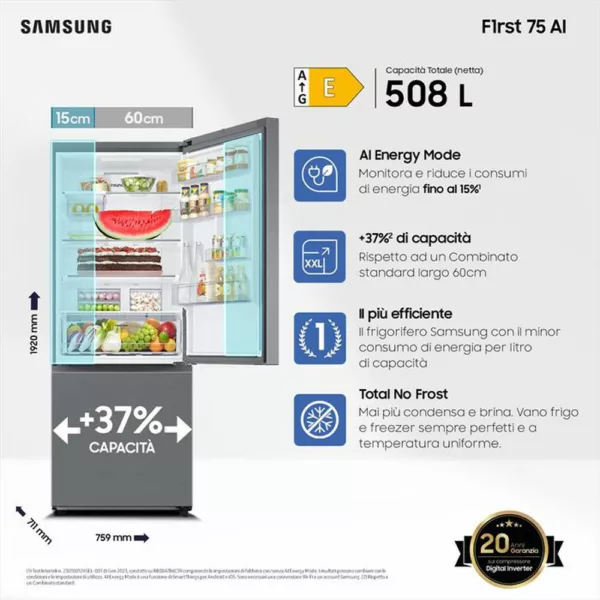 242002558_3.jpg SAMSUNG - Frigorifero combinato RB50DG602ES9EF Classe E-METAL INOX