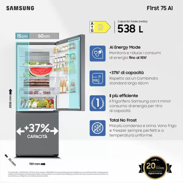 242006620_3.jpg SAMSUNG - Frigorifero combinato RB53DG703DS9EF ClasseD 538lt-METAL INOX