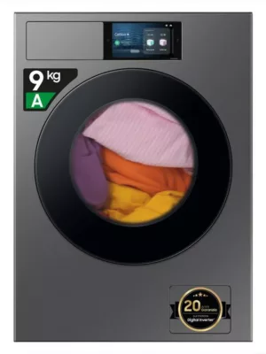 SAMSUNG - Lavatrice WF90F09C4SU3 9KG Classe A-Dark Silver Steel - oblò Nero